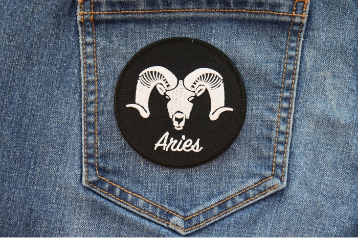 Aries Zodiac Patch shown on jeans