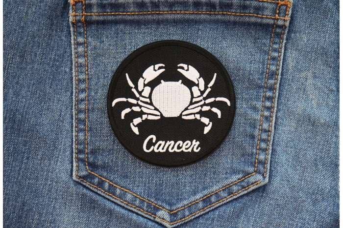 Cancer Zodiac Patch shown on jeans